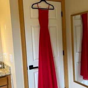 Lulu's Chiffon Red Criss Cross Back Dress